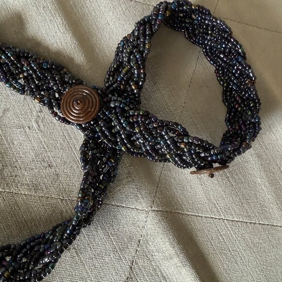 Vintage Beaded Braided Hip Belt Size L-0X - Picture 7 of 7